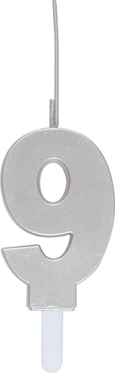 Sparkler to Candle Duo Silver Number 9 Sparkler-Topped Birthday Candle
