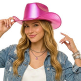 Pink Cowboy Hat in Manahawkin, NJ at Party Fair, shown from the front with its vibrant pink color and classic cowboy shape.