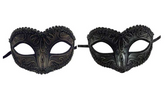 Venetian Masquerade Mask in Manahawkin, NJ at Party Fair, featuring antique Black and brown patina option detailing, ornate scrollwork, and beaded trim.