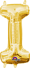 Gold Letter "I" Mylar 16 Inch Balloon