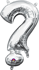 Silver Mylar "?"  Question Mark Balloon 16 inch Air Filled