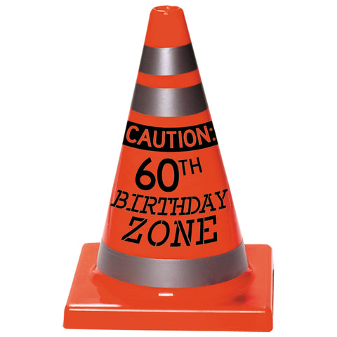 Over the Hill Caution  60th Birthday Constuction Cone 6 1/2" H x 4 1/2" W