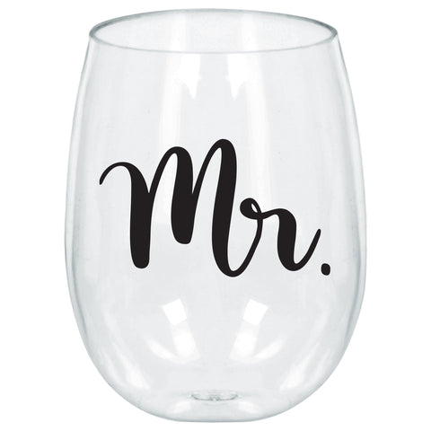 "Mr." Stemless Wine Glass