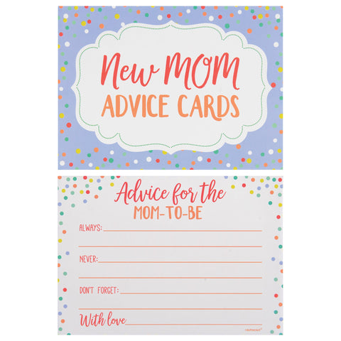 Baby Shower "New Mom Advice " Cards 4 7/8"w x 3 7/16"h package 24