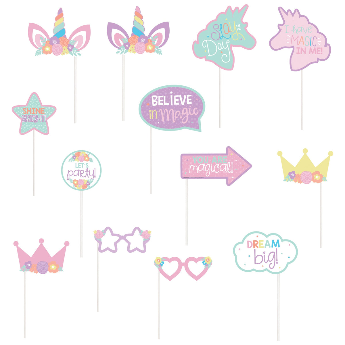 Unicorn Party Photo Props Package of 13