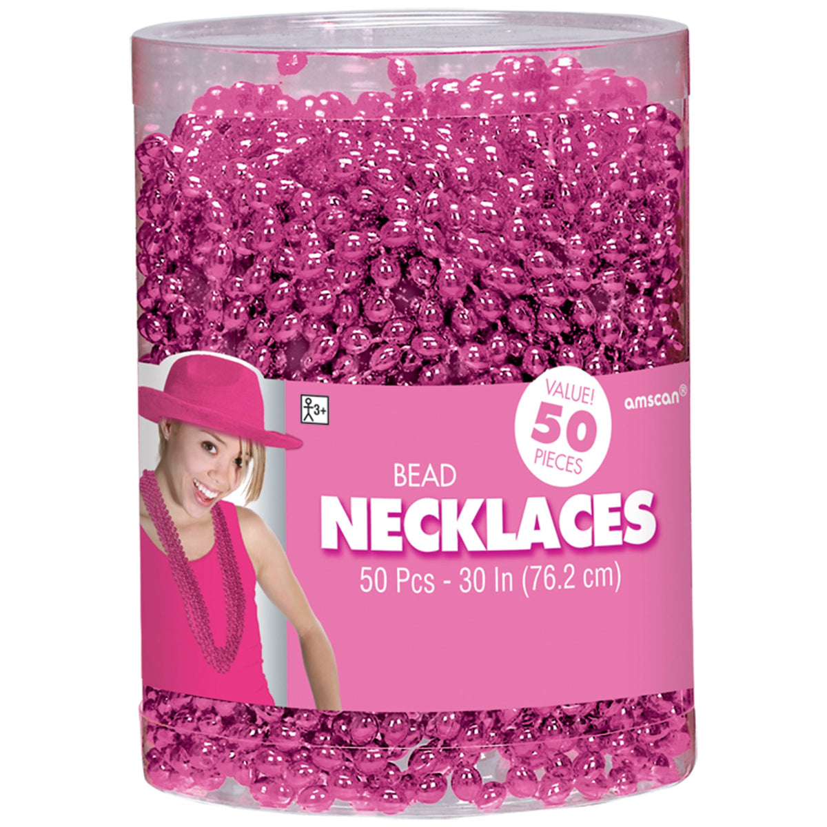 Pink Bead 30" Necklaces Party Favors Package of 50