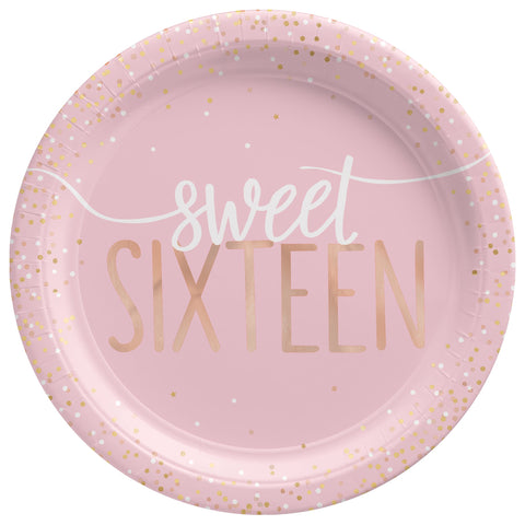 Blush Sixteen 7" Foil Round Plates Package of 8