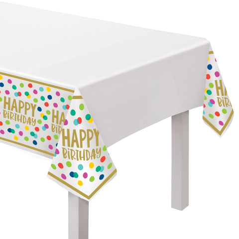 Happy Dots Birthday Plastic 54" x 102" Table Cover