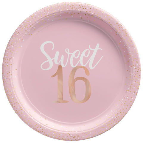 Blush Sweet Sixteen 10 1/2"  Foil Plates Package of 8