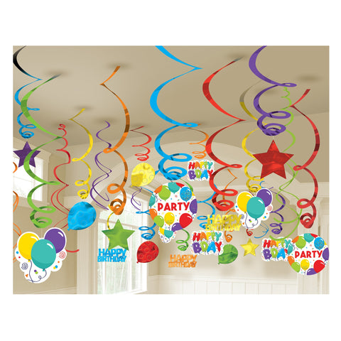 Birthday Celebration Value Pack Swirl Decorations Assortment Package of 50