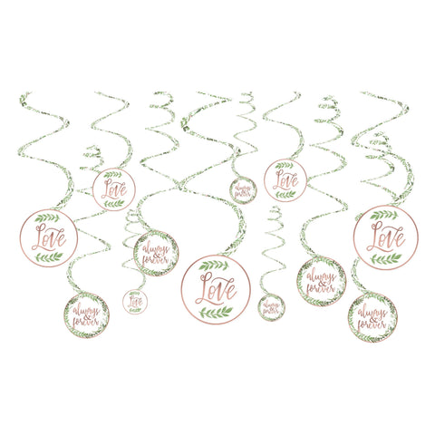 Love And Leaves Spiral Wedding Decorations Package of 12