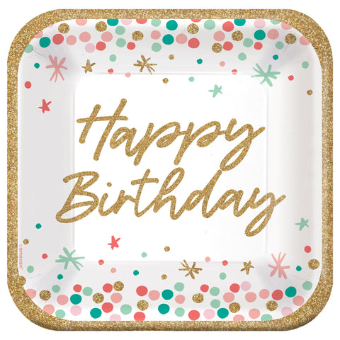Wish Big Birthday 9" Square Plates Package of 18