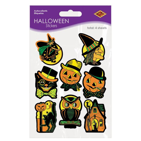 Halloween Stickers Vintage Style 4 sheets , 8 stickers per sheet