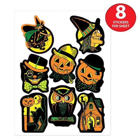 Halloween Stickers Vintage Style 4 sheets , 8 stickers per sheet
