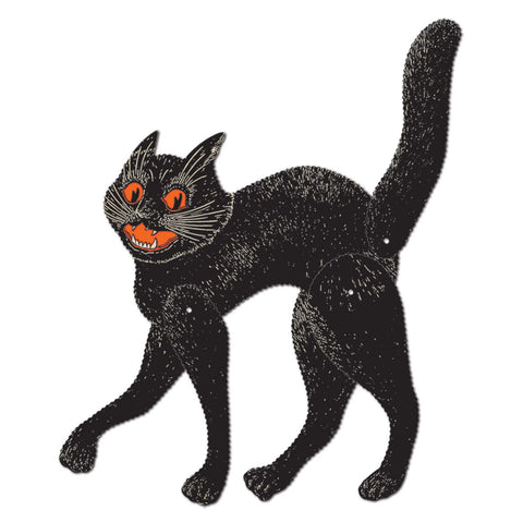 Vintage Halloween Jointed Scratch Cat, 20” , printed 2 sides