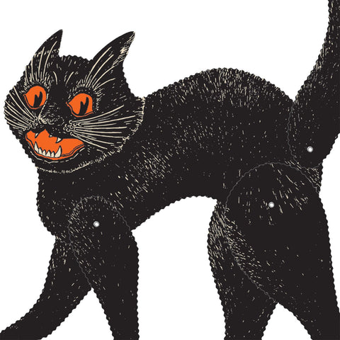 Vintage Halloween Jointed Scratch Cat, 20” , printed 2 sides