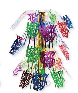 Happy Birthday Cascade Centerpiece – 18'' Foil Decoration for Party Tables & Events