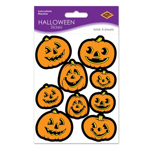 Jack-O-Lantern Stickers Vintage Style 4 sheets ,  9 stickers per sheet