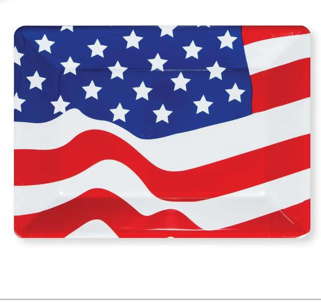 American Flag Food Tray 10"x14" Plastic 1 per pack