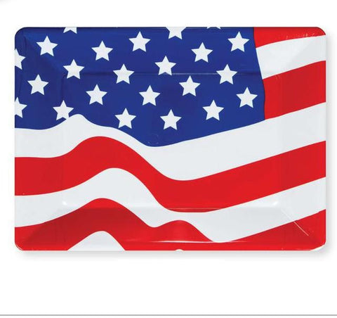 American Flag Food Tray 10"x14" Plastic 1 per pack