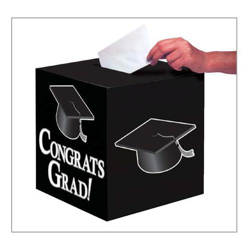 Graduation Party Congrats Grad Black Envelope Box 9" x 9"