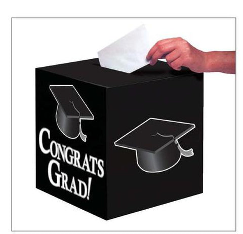 Graduation Party Congrats Grad Black Envelope Box 9" x 9"