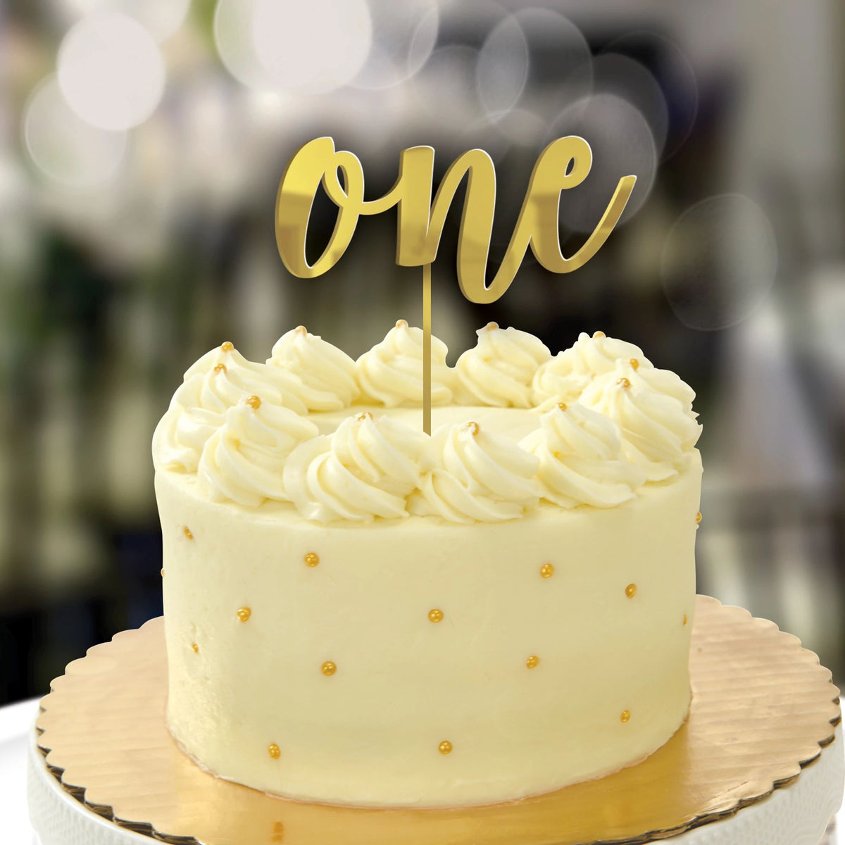 1st Birthday Gold Mirror Cake Topper