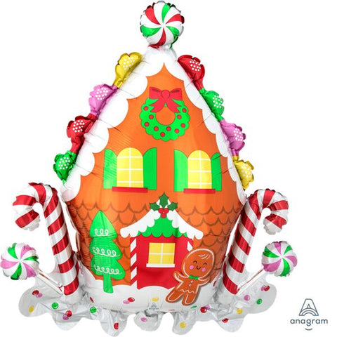 Gingerbread House Shaped 30" Mylar Supershape Balloon