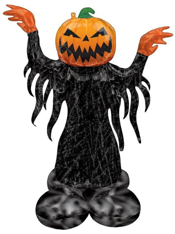 Pumpkin Head Ghost 53" Airloonz Floor Standing Mylar Balloon