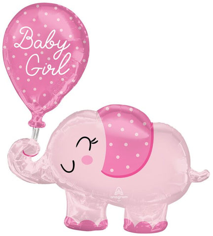 Baby Girl Elephant 31" Supershape Mylar Balloon