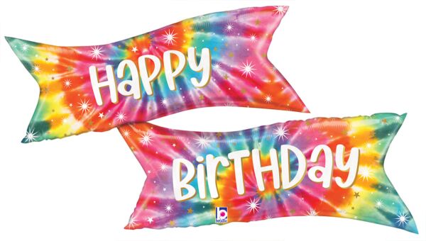 Tie Dye 49"  Banner Birthday Mylar Balloon