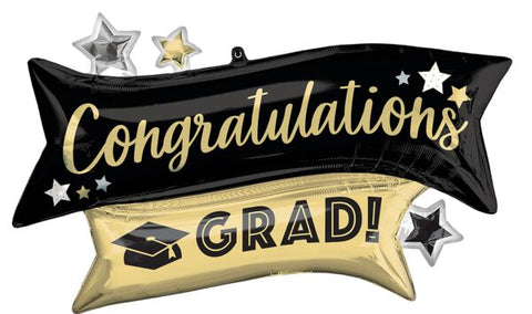 38" Congratulations Grad Gold and Black