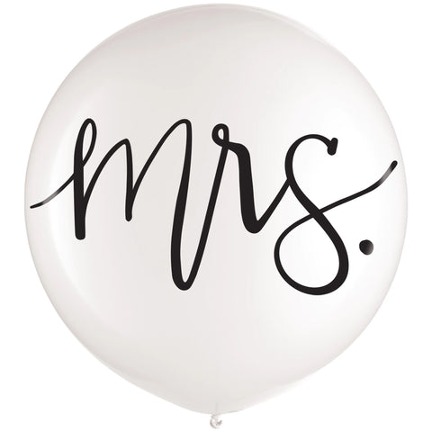 Mrs. 24" White Latex Balloon