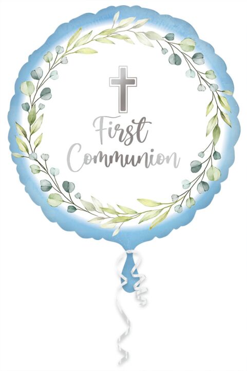 My First Communion Blue  17" Standard Shape Mylar Balloon