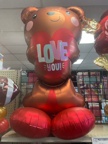 Satin Brown Love Bear Valentines Day AirLoon