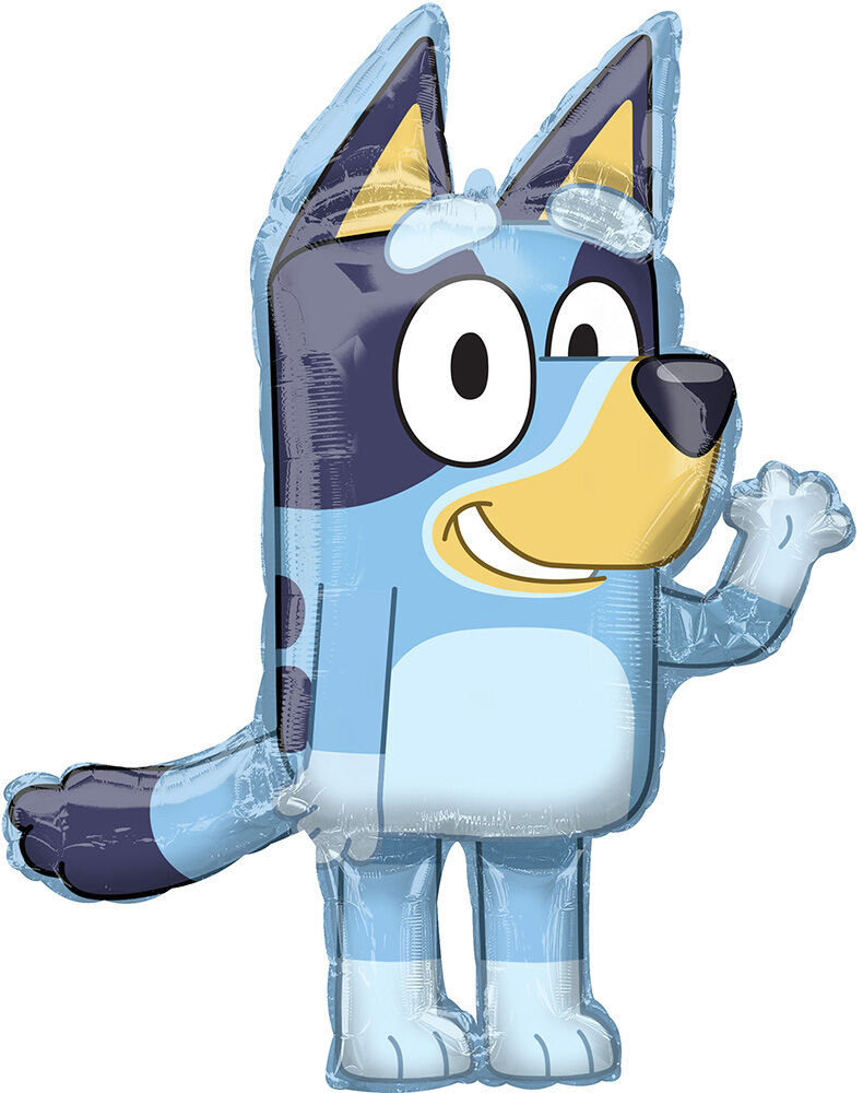 Bluey 32 inch character balloon in Manahawkin, NJ at Party Fair, front view of the colorful character balloon.
