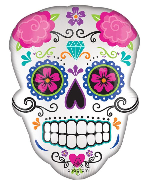 Satin Sugar Skull 24" Super Shape Mylar Balloon