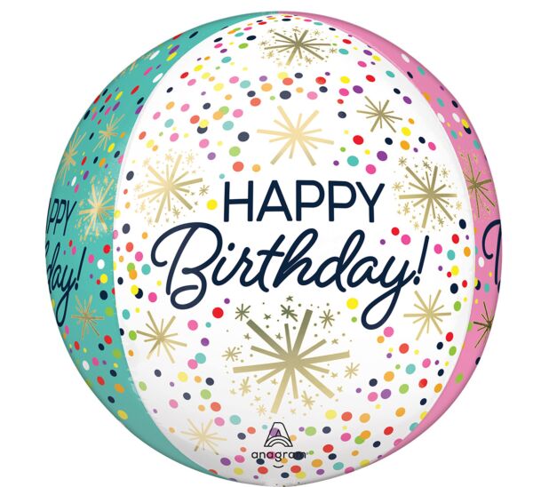 Confetti Sprinkle Birthday Orbz 16" Mylar Balloon