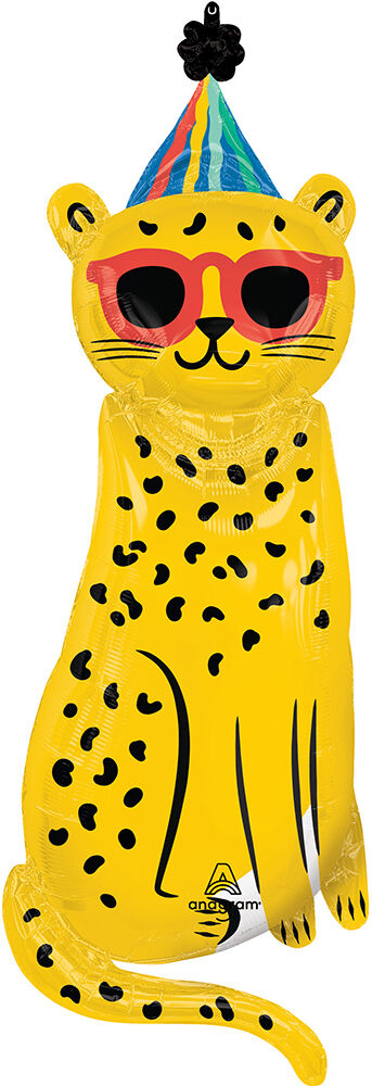 Party Animal 45” Balloon in Manahawkin, NJ at Party Fair, featuring a fun cat wearing a party hat and sunglasses against a clean background.