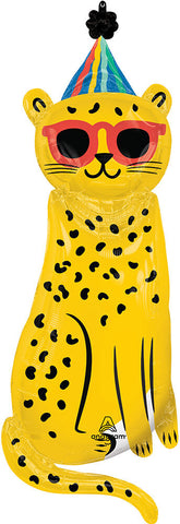 Party Animal 45” Balloon in Manahawkin, NJ at Party Fair, featuring a fun cat wearing a party hat and sunglasses against a clean background.