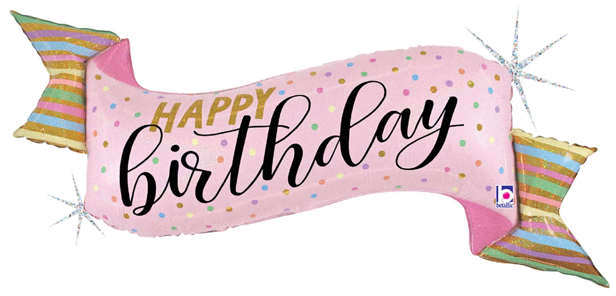 Pastel Birthday Balloon in Manahawkin, NJ at Party Fair, featuring a colorful 45-inch birthday banner-style design with a Happy Birthday message.