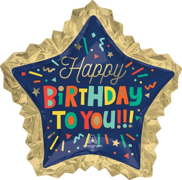 34" Bright Birthday Blocks Helium Inflated Balloon