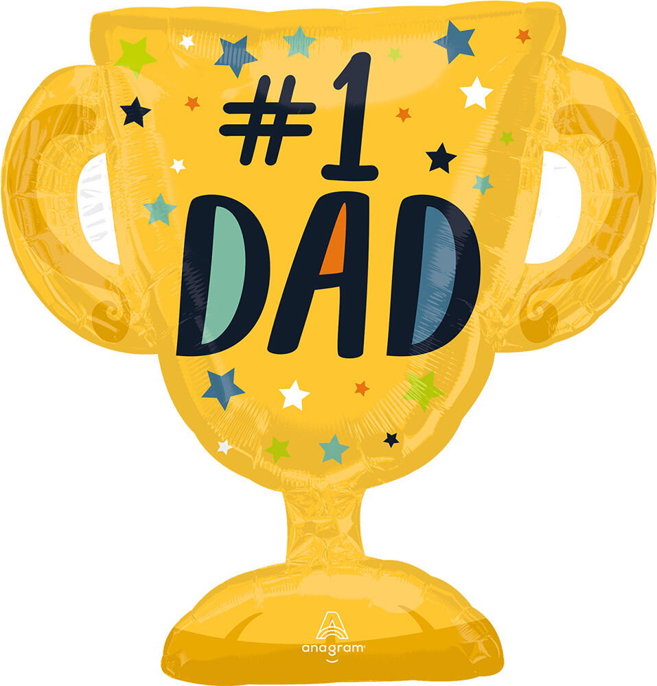 27 inch number 1 dad trophy shaped Mylar balloon inflated Party Fair Manahawkin NJ