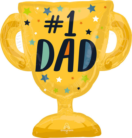 27 inch number 1 dad trophy shaped Mylar balloon inflated Party Fair Manahawkin NJ