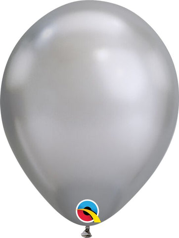 Silver Chrome 11 inch Qualatex Professional Quality Latex Balloon Helium Inflated