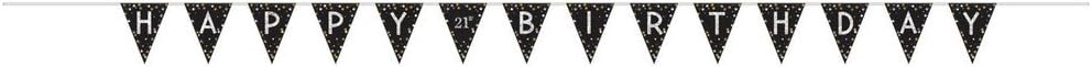 Sparkling Celebration Customizable Age Black Plastic Pennant Banner – 13 ft Party Decoration for Birthdays, Milestones & Celebrations (1 Pack)