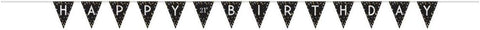 Sparkling Celebration Customizable Age Black Plastic Pennant Banner – 13 ft Party Decoration for Birthdays, Milestones & Celebrations (1 Pack)