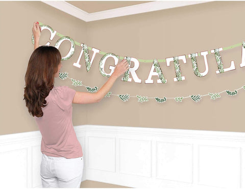 Vibrant Green "Love and Leaves" Jumbo Letter Banner Kit (2-Pack) – 11.4' & 6' | Party Decoration for Weddings, Baby Showers, Birthdays & Events