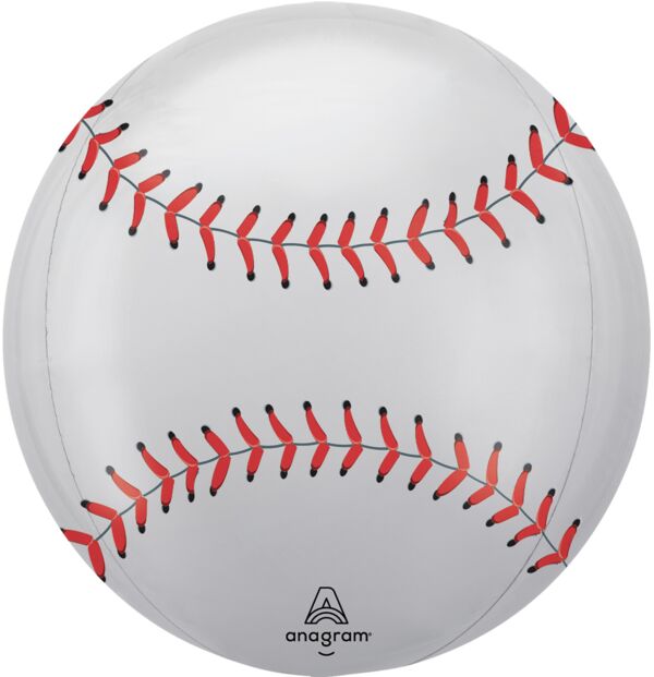 Baseball Foil Orbz Balloon showing its rounded shape and baseball-inspired pattern in Manahawkin, NJ at Party Fair.