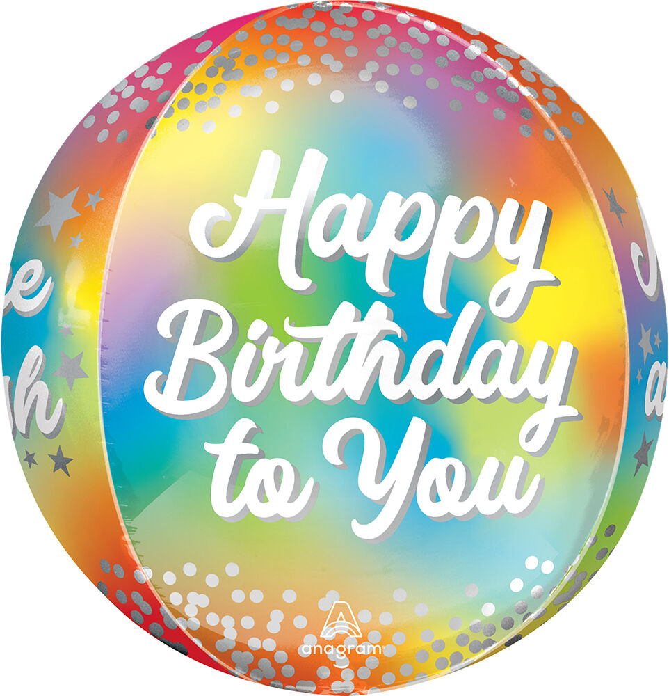 Birthday Glitz Orbz Balloon, 16-inch round birthday balloon with bright colors, in Manahawkin, NJ at Party Fair.